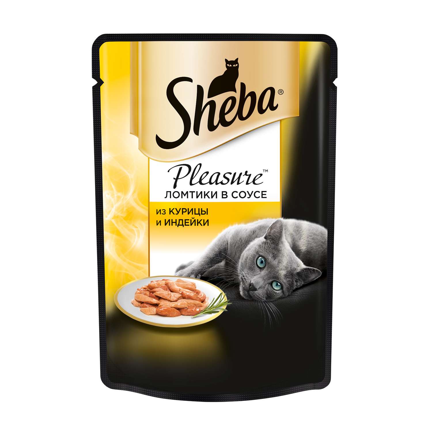 Корм влажный для кошек Sheba Pleasure 85г ломтики из курицы и индейки в соусе пауч - фото 1