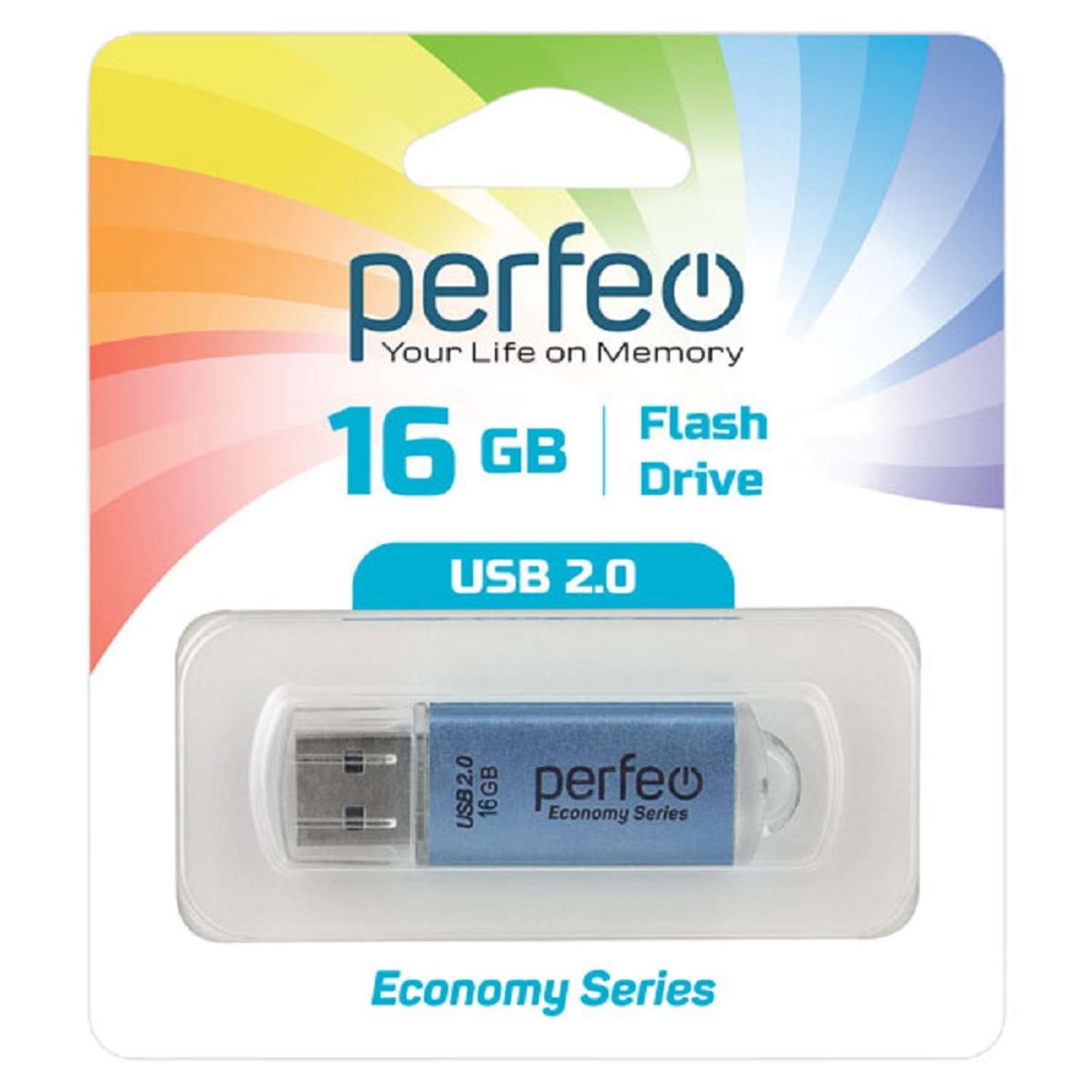 USB флешка Perfeo 16GB E01 Blue economy series - фото 1