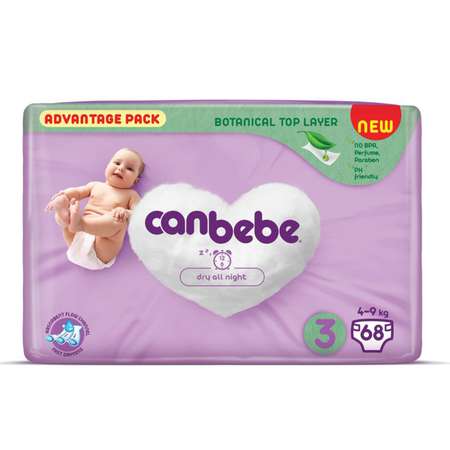 Подгузники Canbebe размер 3 4-9 кг 68 шт