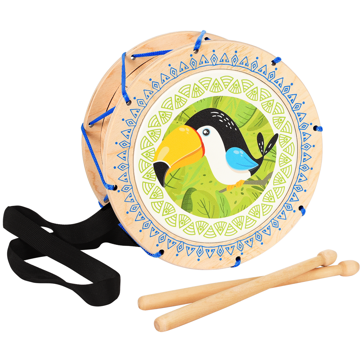 Музыкальный инструмент детский Мега Тойс деревянный барабан игрушка Тукан - фото 1