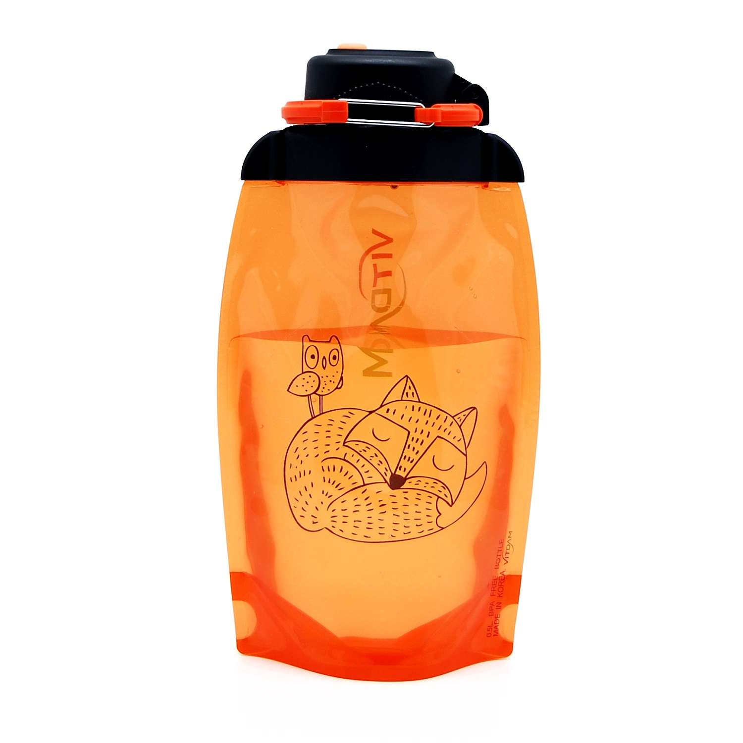 Бутылка для воды складная VITDAM оранжевая 500мл B050ORS 1304 - фото 1