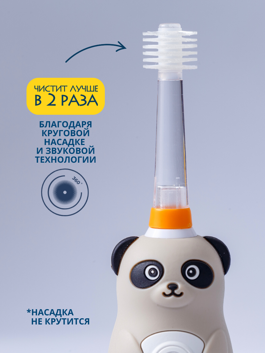 Зубная щетка электрическая Mega Ten kids sonic Панда детская - фото 5