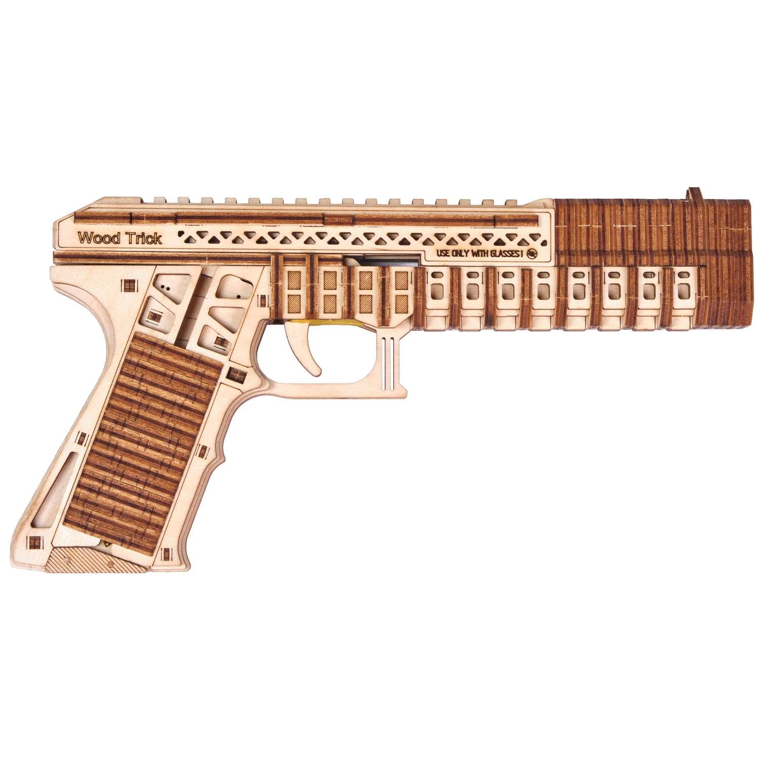 Сборная модель Wood Trick Пистолет Защитник с деревянными пулями 1234-79 - фото 4