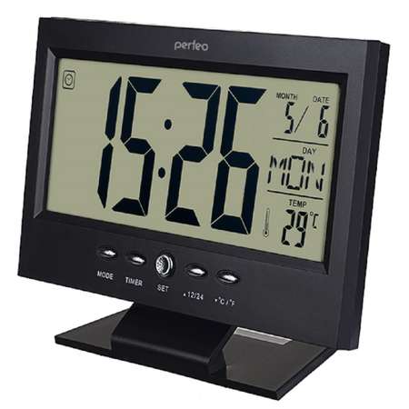 Часы-будильник Perfeo Set чёрный PF-S2618 время температура дата
