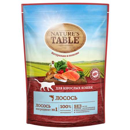 Корм сухой для кошек Natures Table 190г с лососем