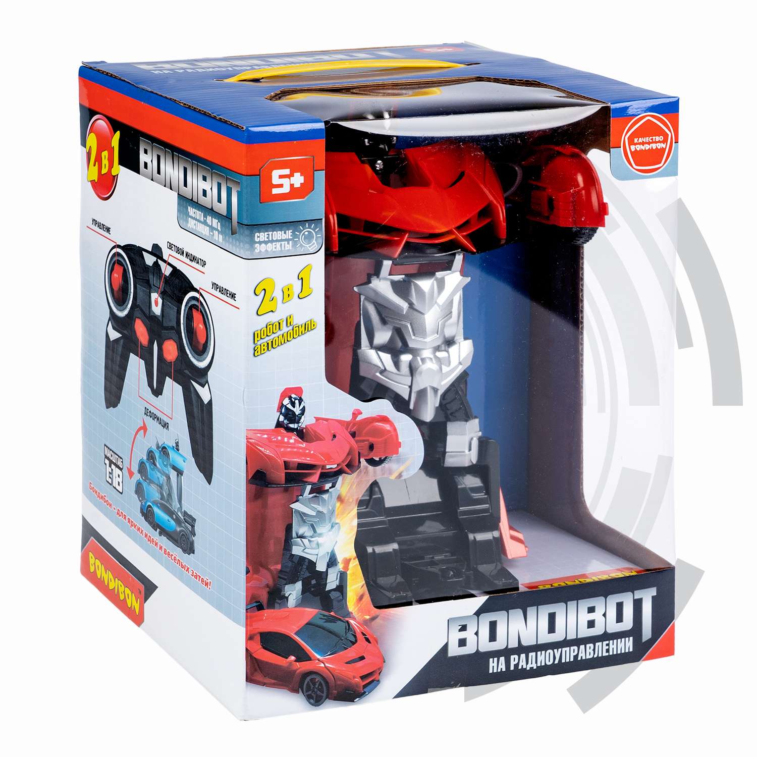 Трансформер BONDIBON BONDIBOT 2в1 робот- гоночный автомобиль со световыми эффектами красного цвета 1:18 - фото 2