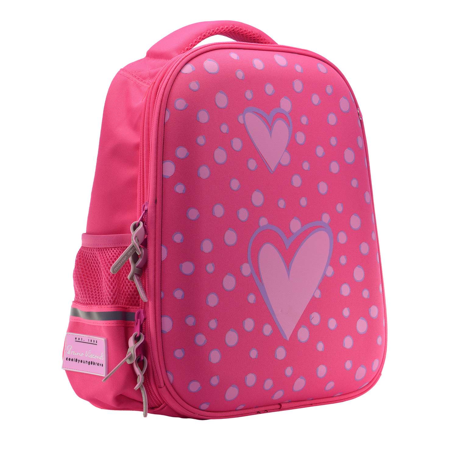 Рюкзак школьный Bruno Visconti розовый облегченная капсула с эргономичной спинкой Сердце - фото 1