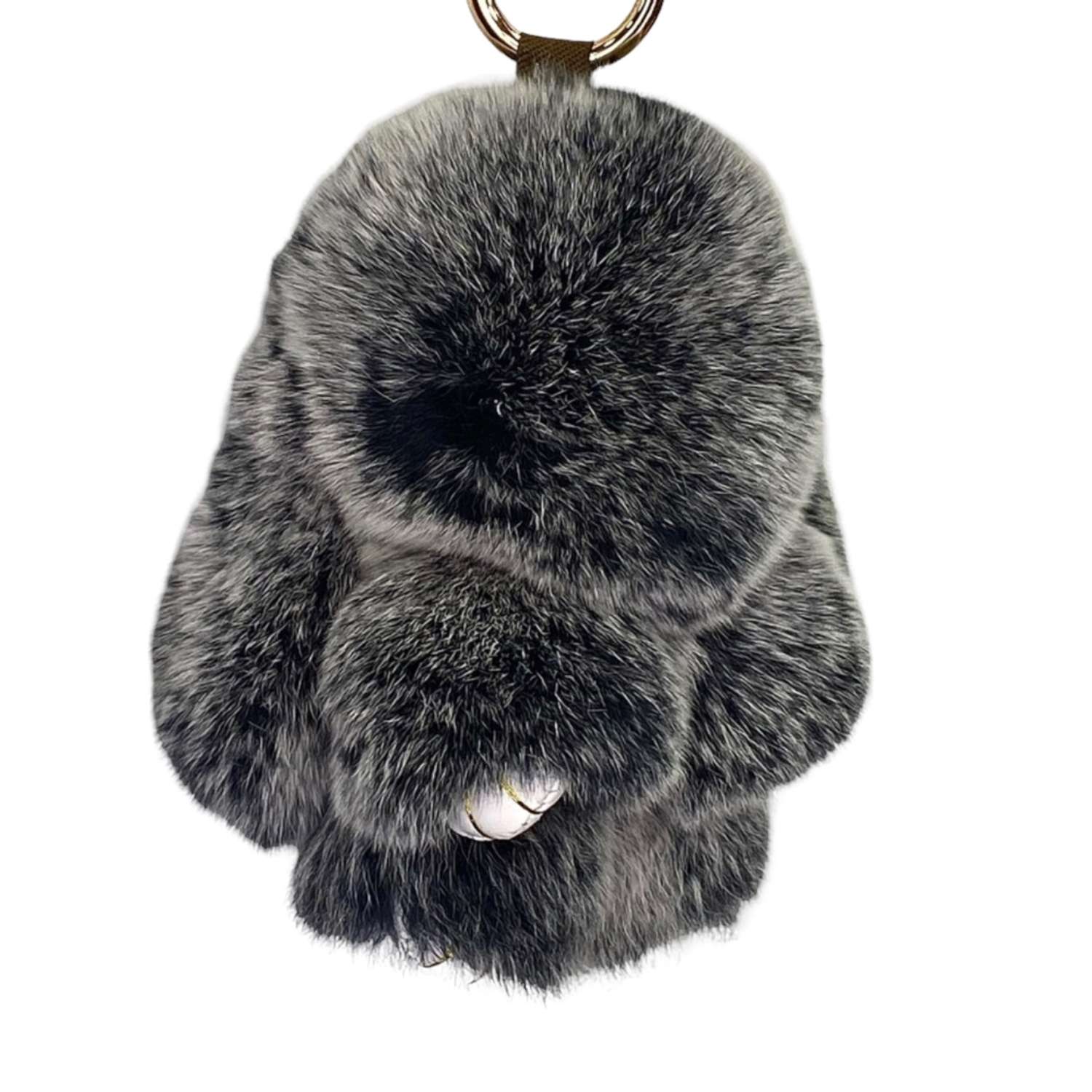 Меховой кролик на карабине Учаров черный-св.серый - фото 1