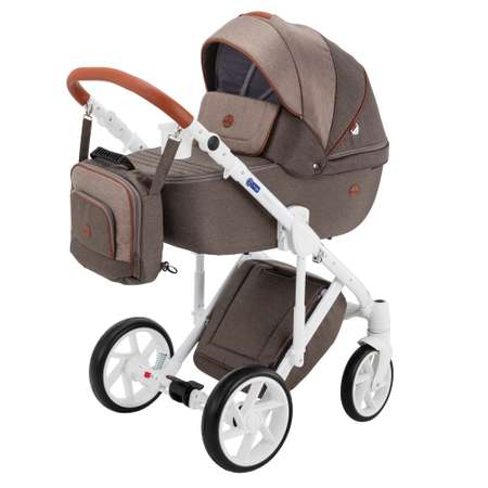 Коляска 3в1 BeBe-mobile Marconi Standart BE33 Шоколадный+Темно-бежевый+Темно-карамельная кожаная отделка