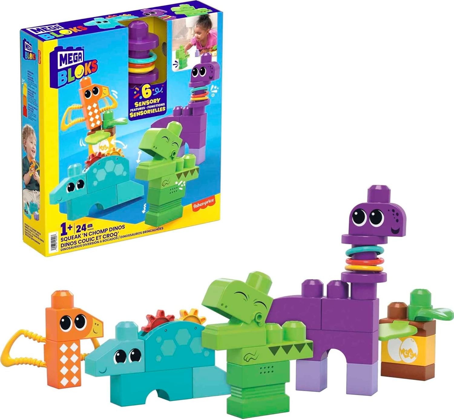 Конструктор Mega Bloks Squeak n Chomp Dinos HKN43 - фото 1