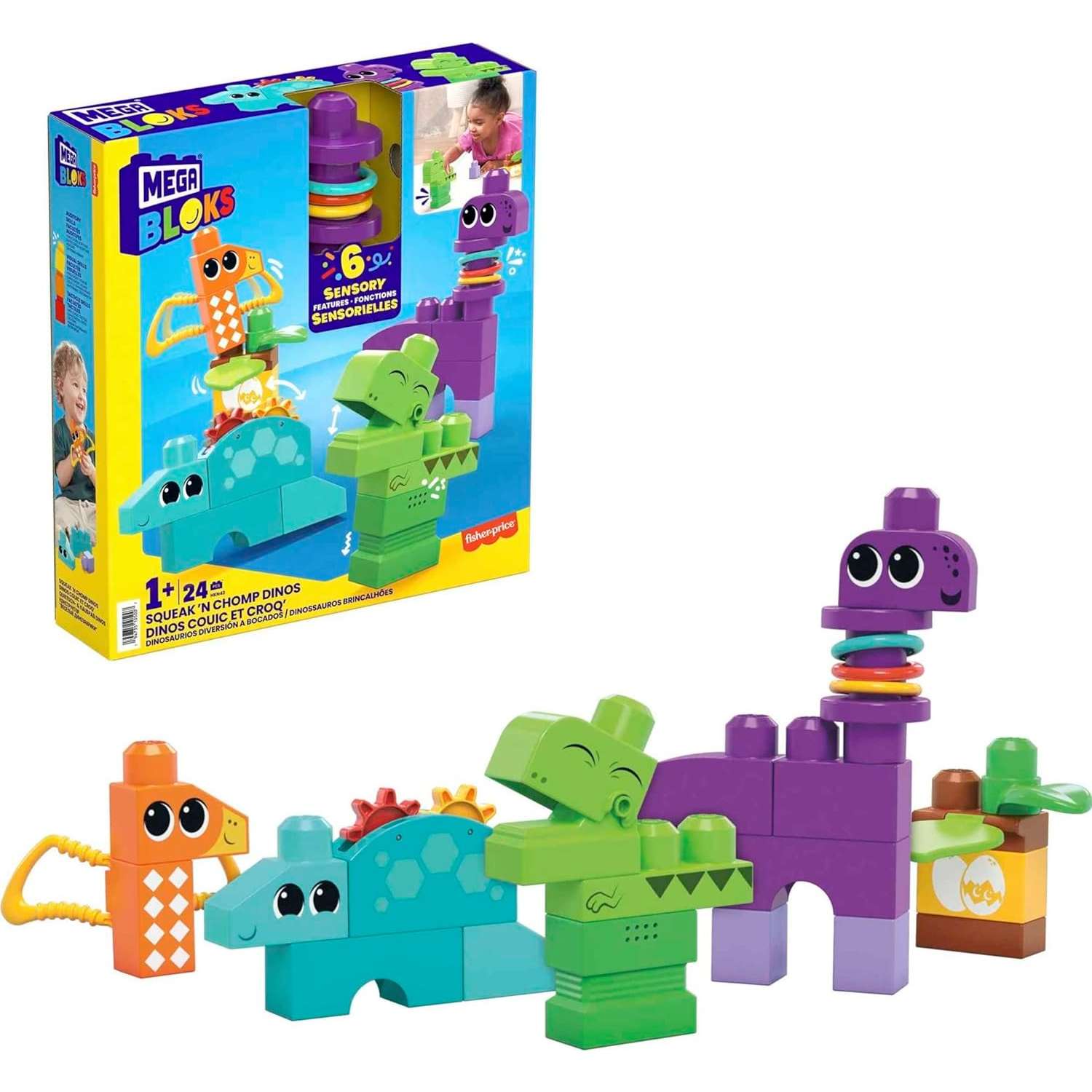 Конструктор Mega Bloks Squeak n Chomp Dinos HKN43 - фото 1