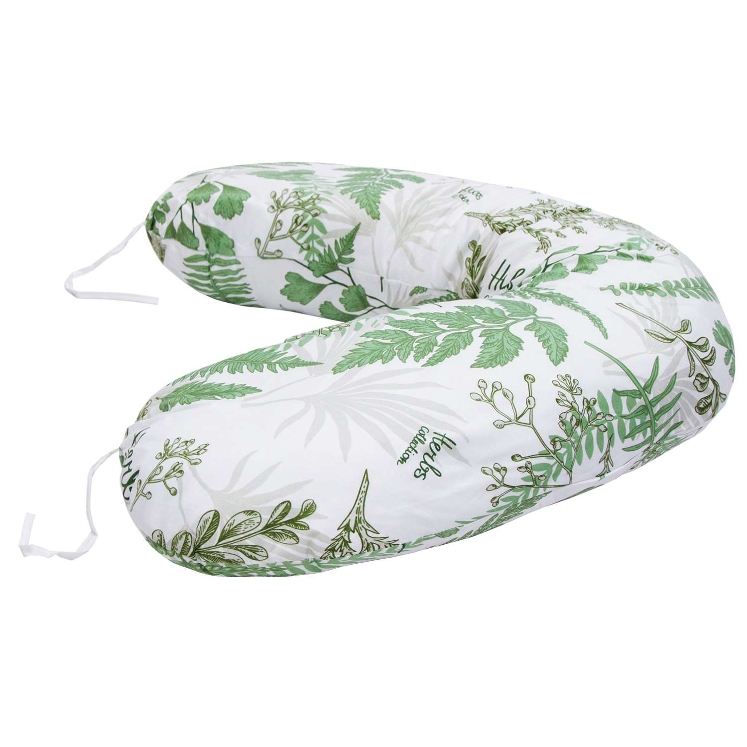 Наволочка к подушке для беременных Amarobaby Mild design edition Зеленые листья Белый-Зеленый - фото 3