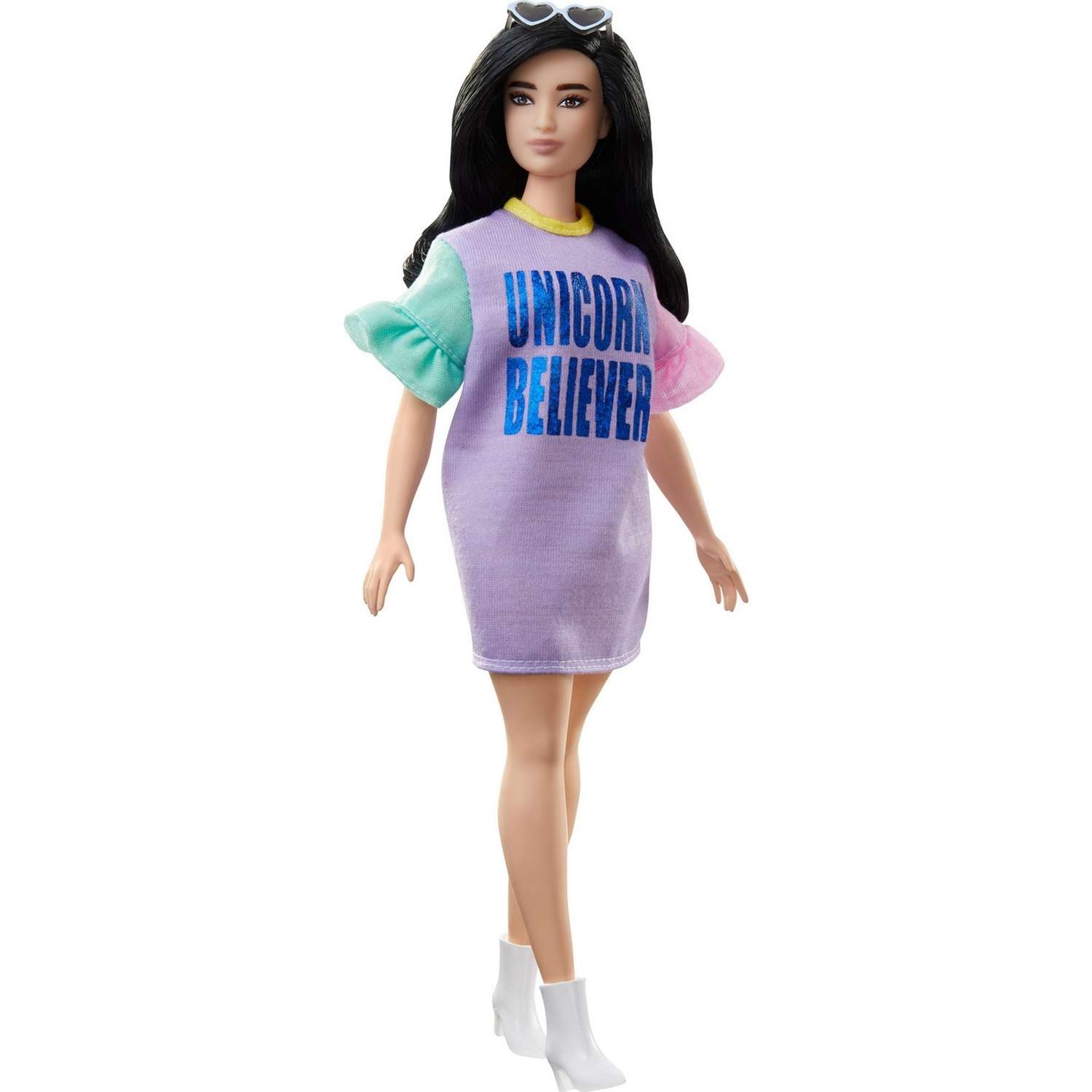 Кукла Barbie Игра с модой 127 Брюнетка в платье с принтом FXL60 FBR37 - фото 4