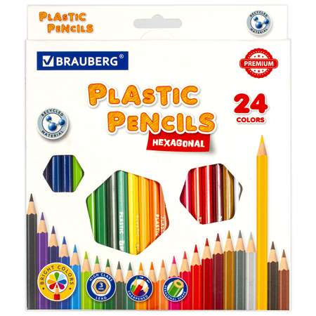 Карандаши цветные Brauberg для рисования набор 24 цвета шестигранные грифель мягкий 3мм