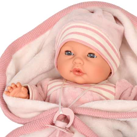 Кукла озвученная Antonio Juan Бимба на розовом одеяло 37 см плачет мягконабивная