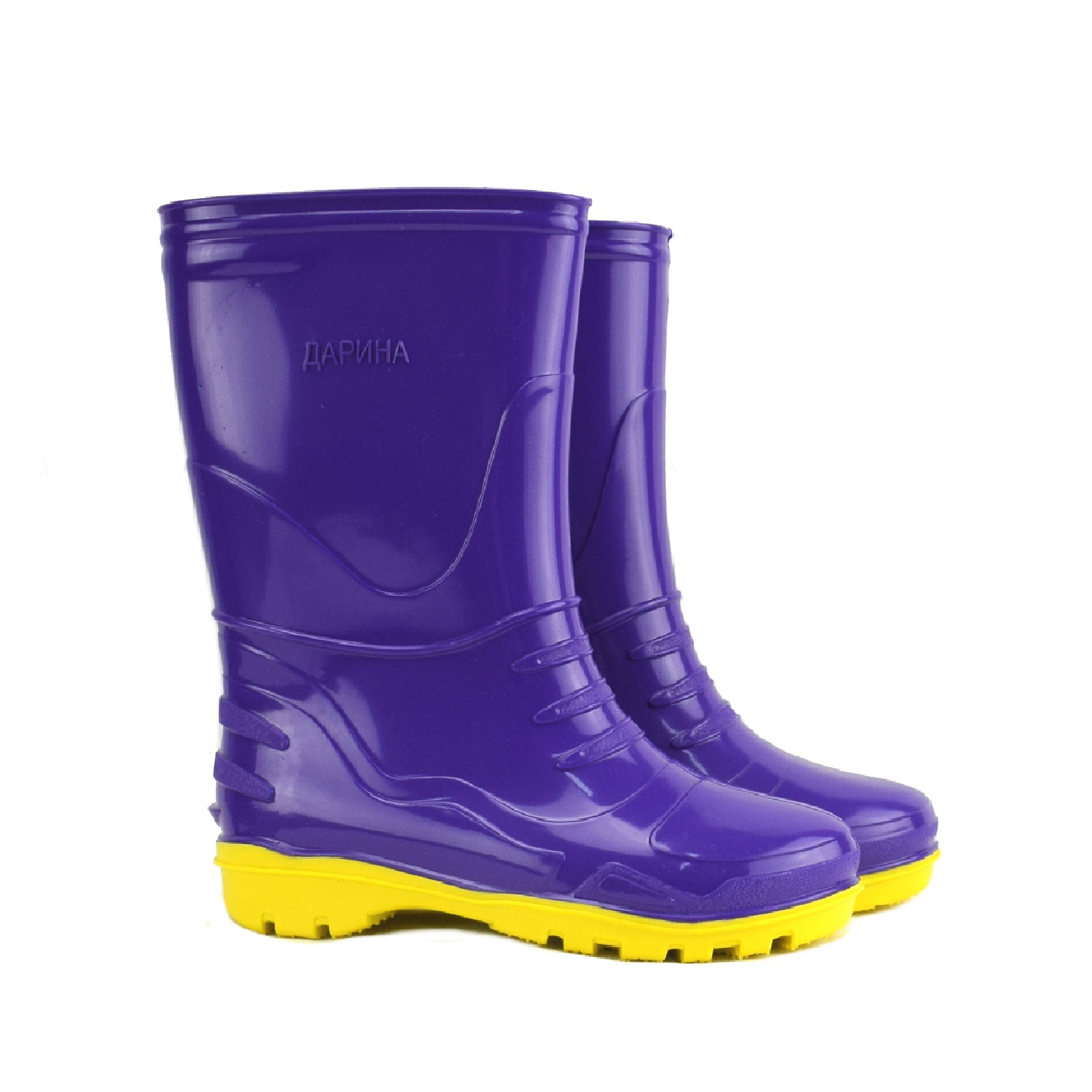 Резиновые сапоги Дарина Д14-К Фиолетовый+ желтая подошва - фото 1