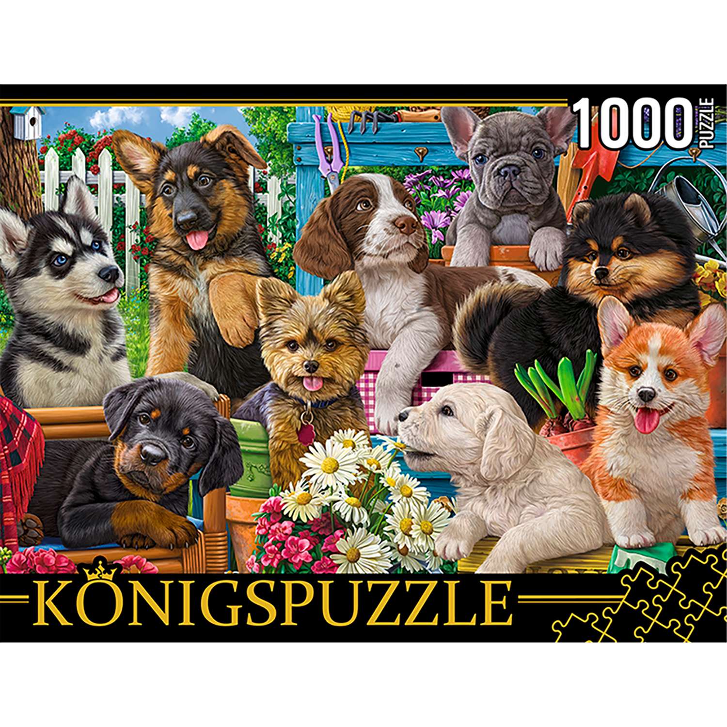 Пазл Рыжий кот Konigspuzzle Собачки в саду ФK1000-3589 - фото 1