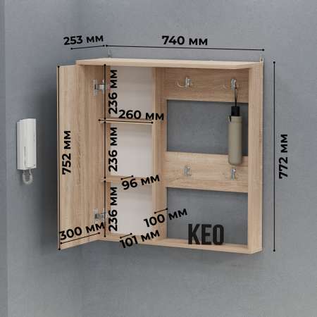 Прихожая с зеркалом и обувницей KEO ДБР-ПРХ-407-Cонома