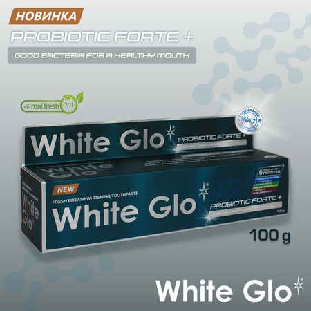 Зубная паста WHITE GLO отбеливающая с пробиотиками 100 г