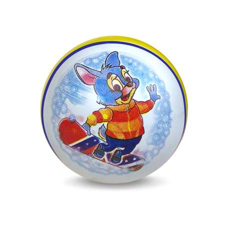 Мяч ЧАПАЕВ Заяц на сноуборде синий 15см 44242