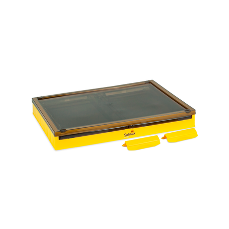 Ящик для хранения вещей Solmax прозрачный контейнер с крышкой на колесах 60х42.5х35 желтый