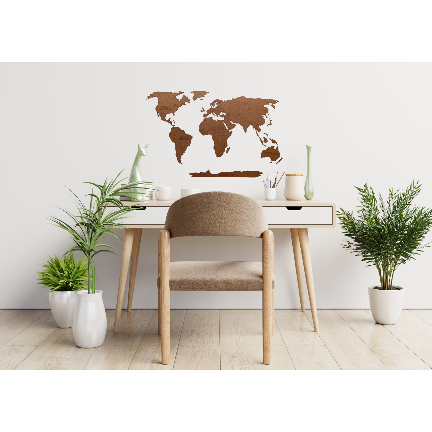 Карта мира настенная Afi Design деревянная с гравировкой континентов и Антарктидой 80х40 см коричневая - фото 5