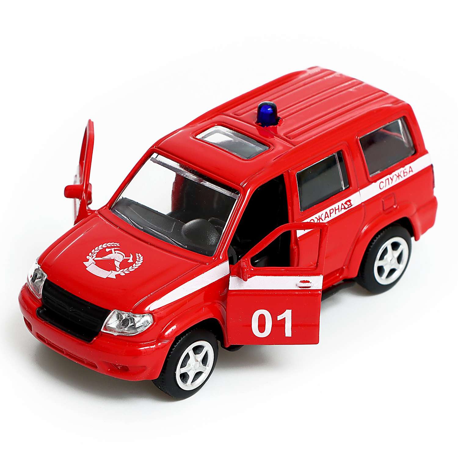 Машина Автоград металлическая «УАЗ Патриот Пожарная служба» инерция 1:50 9241843 - фото 4