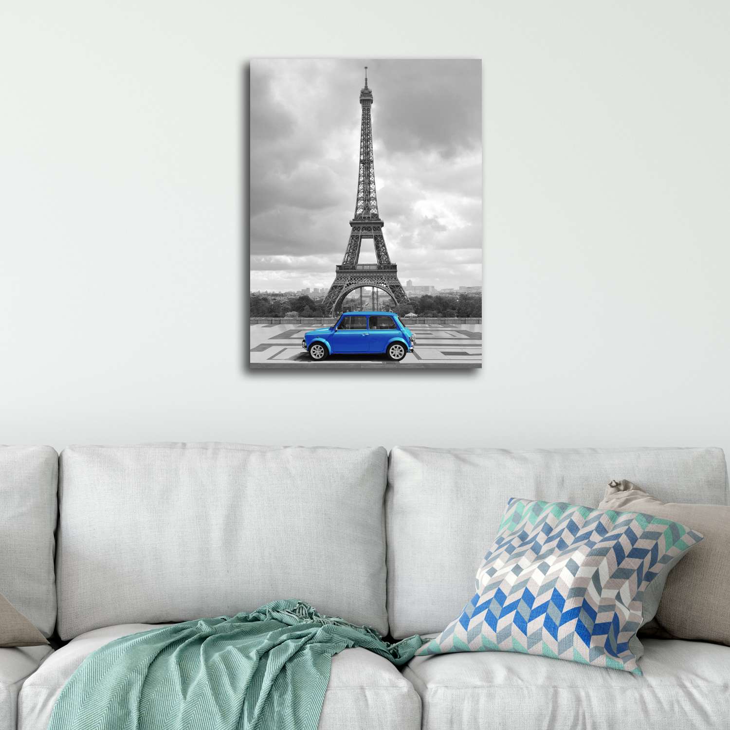 Картина на холсте LOFTime Эйфилева башня синяя машина 30*40 - фото 2