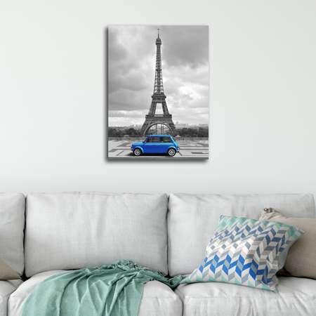 Картина на холсте LOFTime Эйфилева башня синяя машина 30*40
