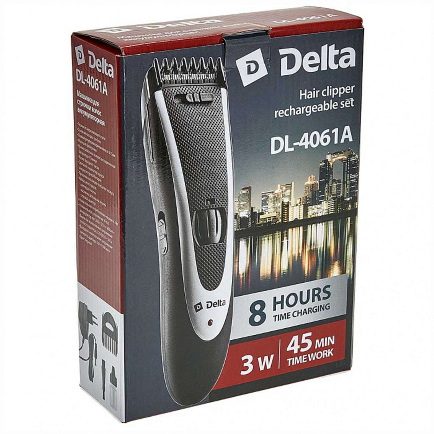 Машинка для стрижки волос Delta DL-4061A черный 3 Вт аккумулятор филировка съемный гребень - фото 4
