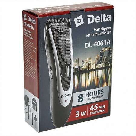 Машинка для стрижки волос Delta DL-4061A черный 3 Вт аккумулятор филировка съемный гребень