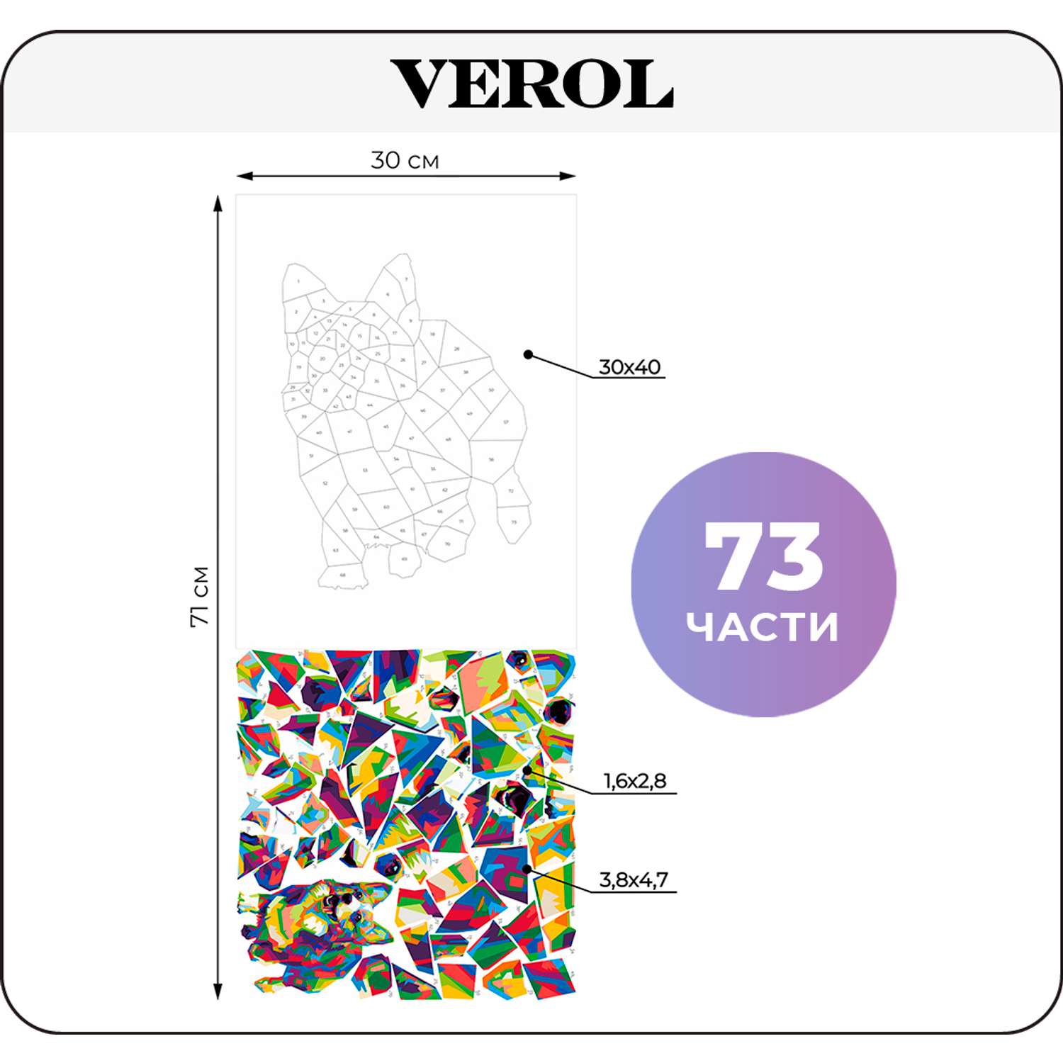 Набор для творчества VEROL Корги рисуем наклейками по номерам - фото 2