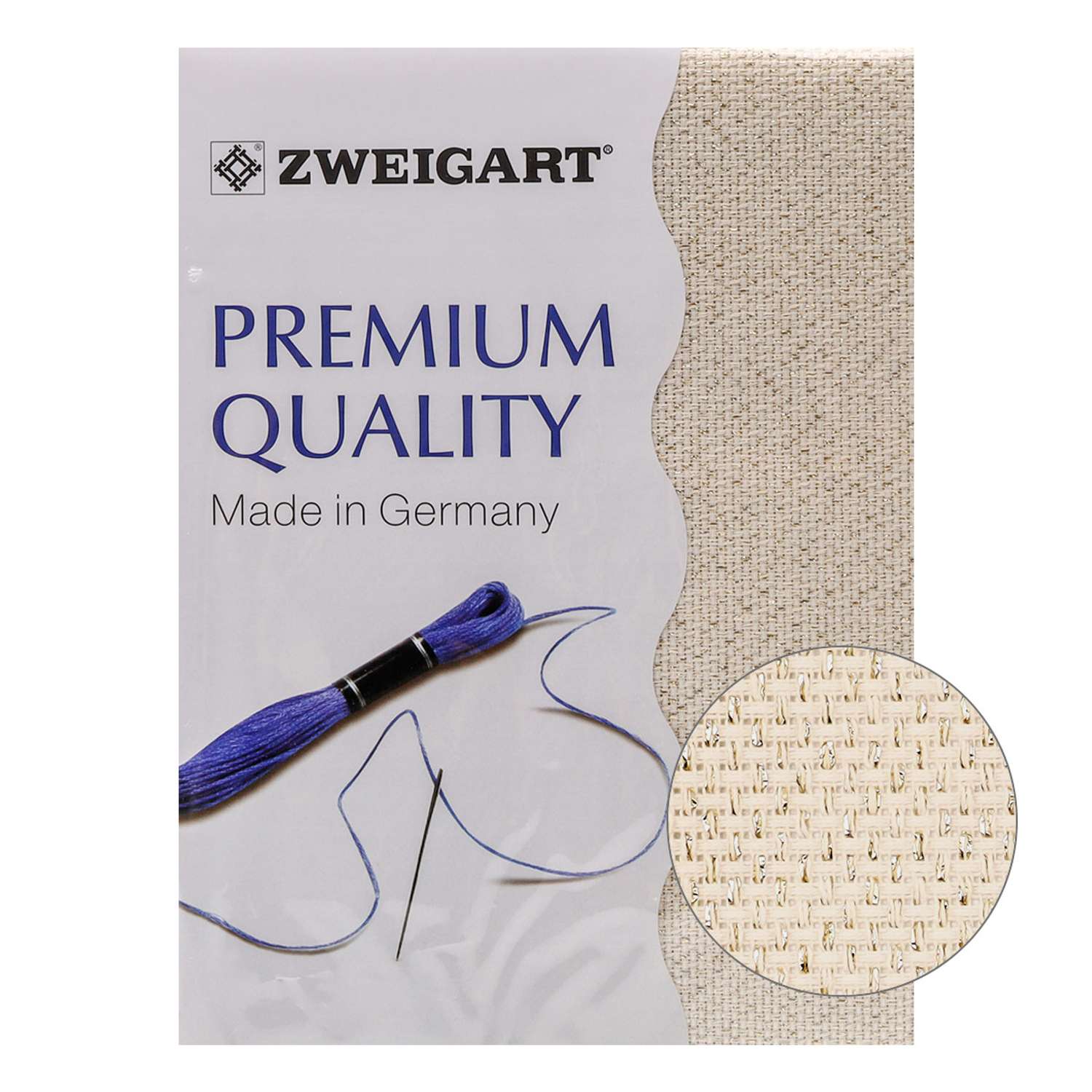 Канва Zweigart для вышивания шитья и рукоделия 14ct 50х55 см люрекс кремовая - фото 5