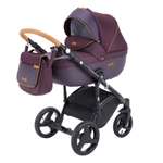 Коляска 3в1 BeBe-mobile Ravenna Standart V6 Темная вишня+Сливовая кожа+Карамельная кожаная отделка