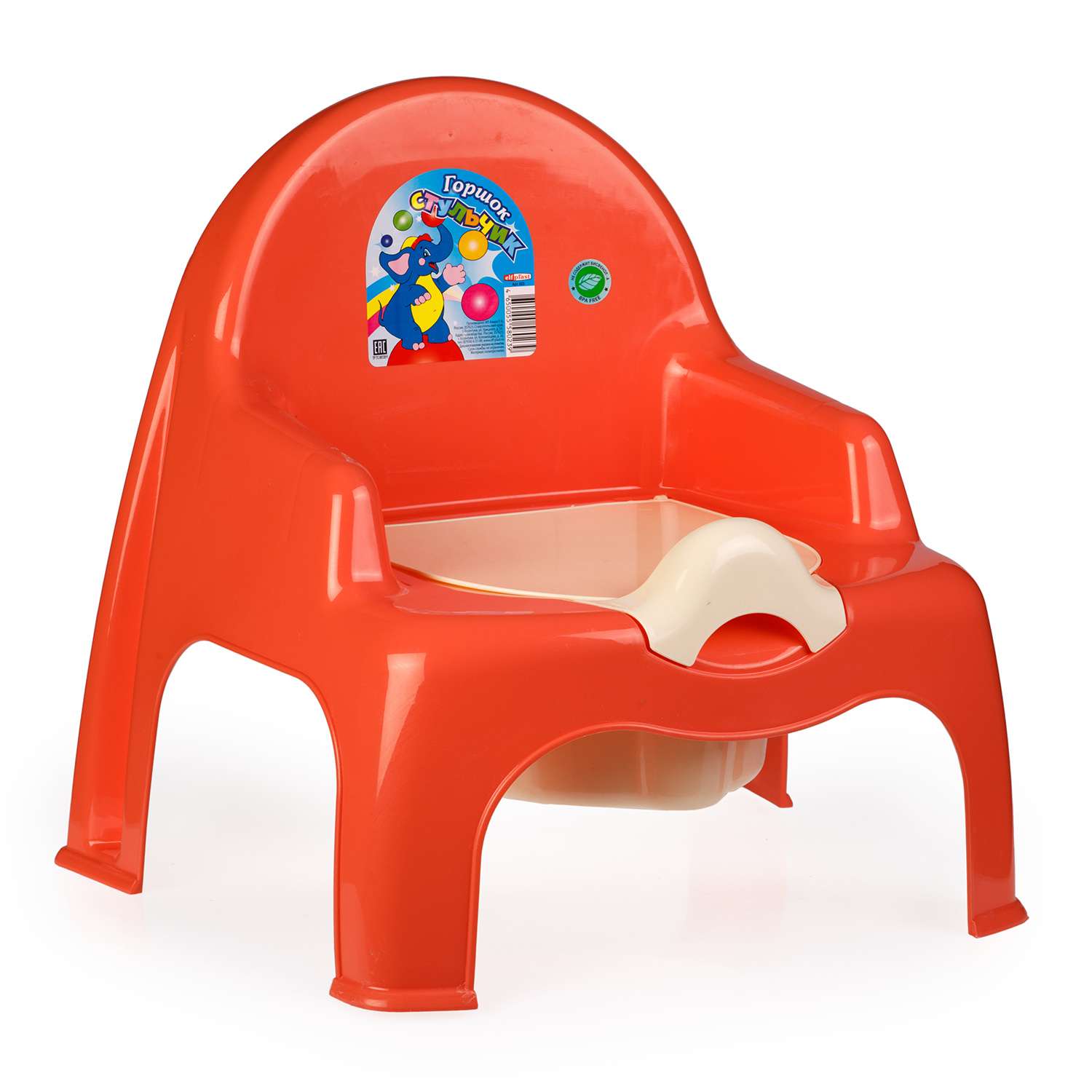 Горшок детский elfplast стульчик детский кораллово-кремовый - фото 1