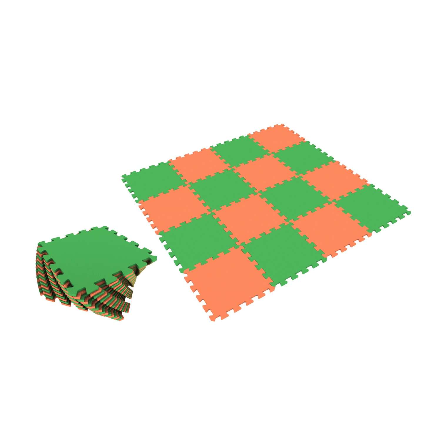 Развивающий детский коврик Eco cover мягкий пол оранжево-зеленый 25х25 - фото 2