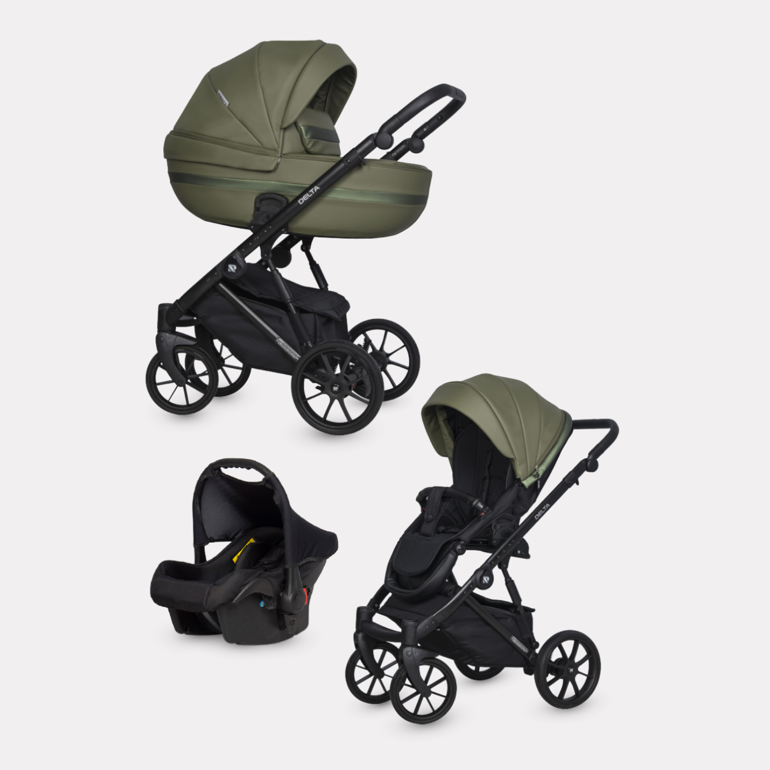 Коляска 3в1 Riko Basic Delta Ecco 13 Olive Оливковый - фото 1