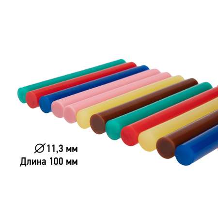 Клеевые стержни REXANT разноцветные диаметр 11 мм длина 100 мм 12 шт