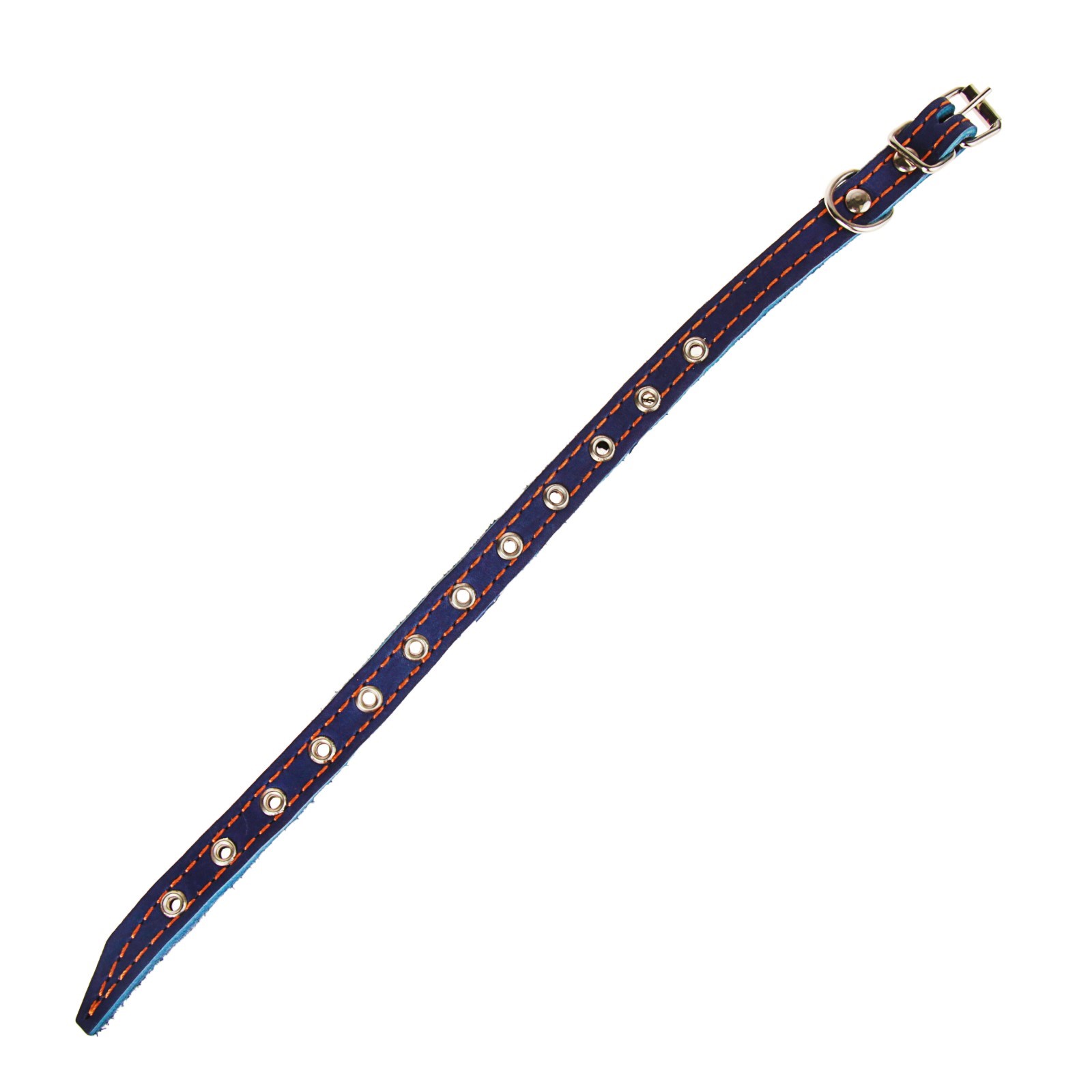 Ошейник Пижон кожаный на синтепоне безразмерный 37 х 1.5 см синий - фото 3