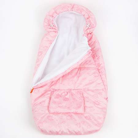 Конверт на выписку Чудо-Чадо для новорожденного теплый флисовый «Chicky» розовый/солнышки