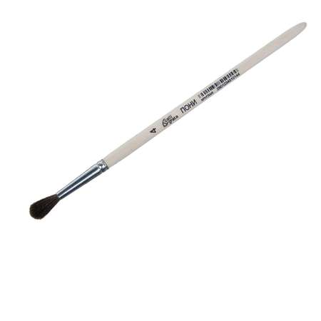 Кисть Calligrata Пони круглая № 4 диаметр обоймы 4 мм длина волоса 18 мм деревянная ручка