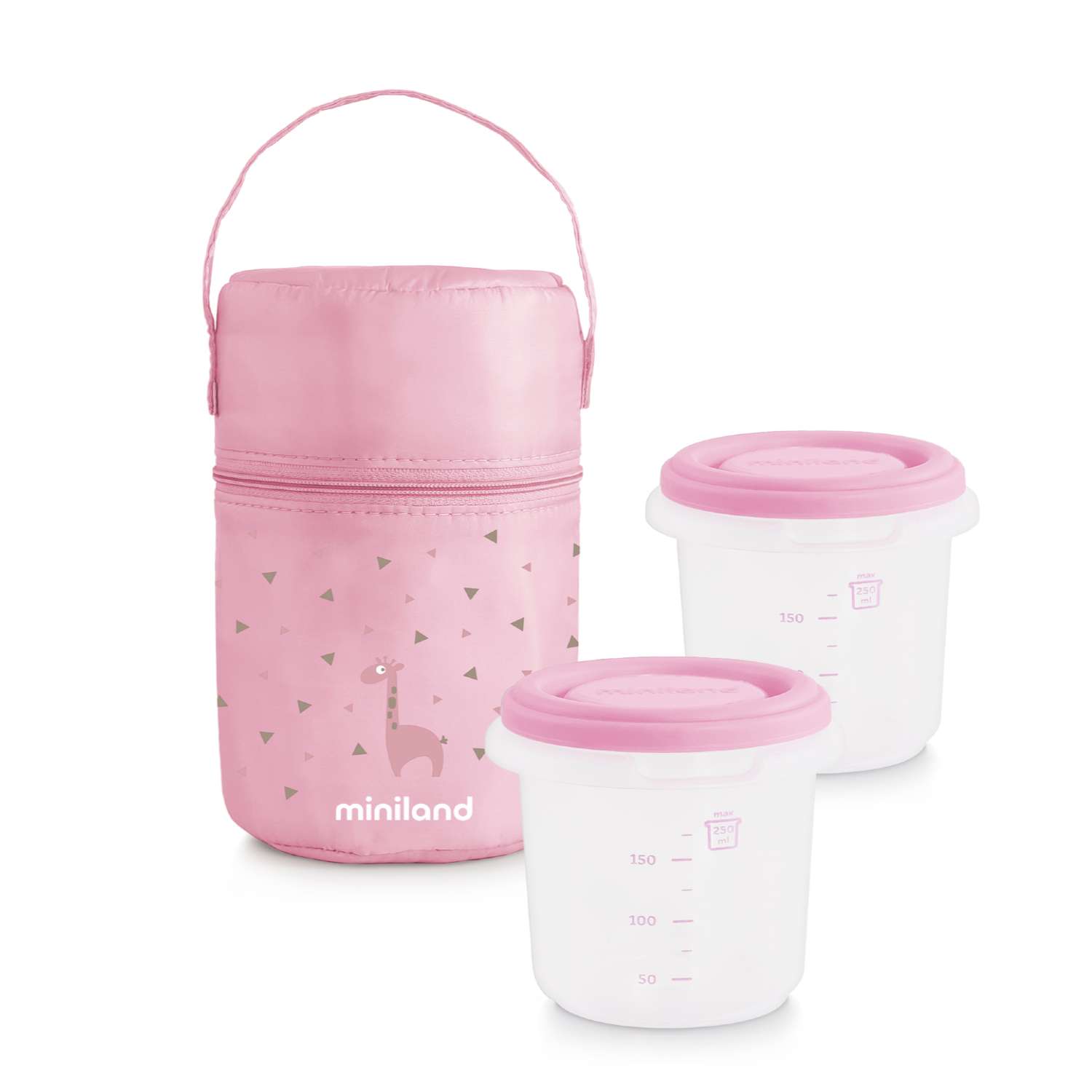 Термосумка Miniland Pack 2 Go HermiSized с двумя контейнерами розовая - фото 1