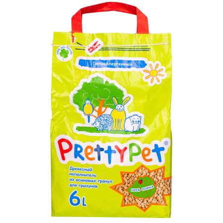 Наполнитель для грызунов и птиц Pretty Cat осиновый 6л