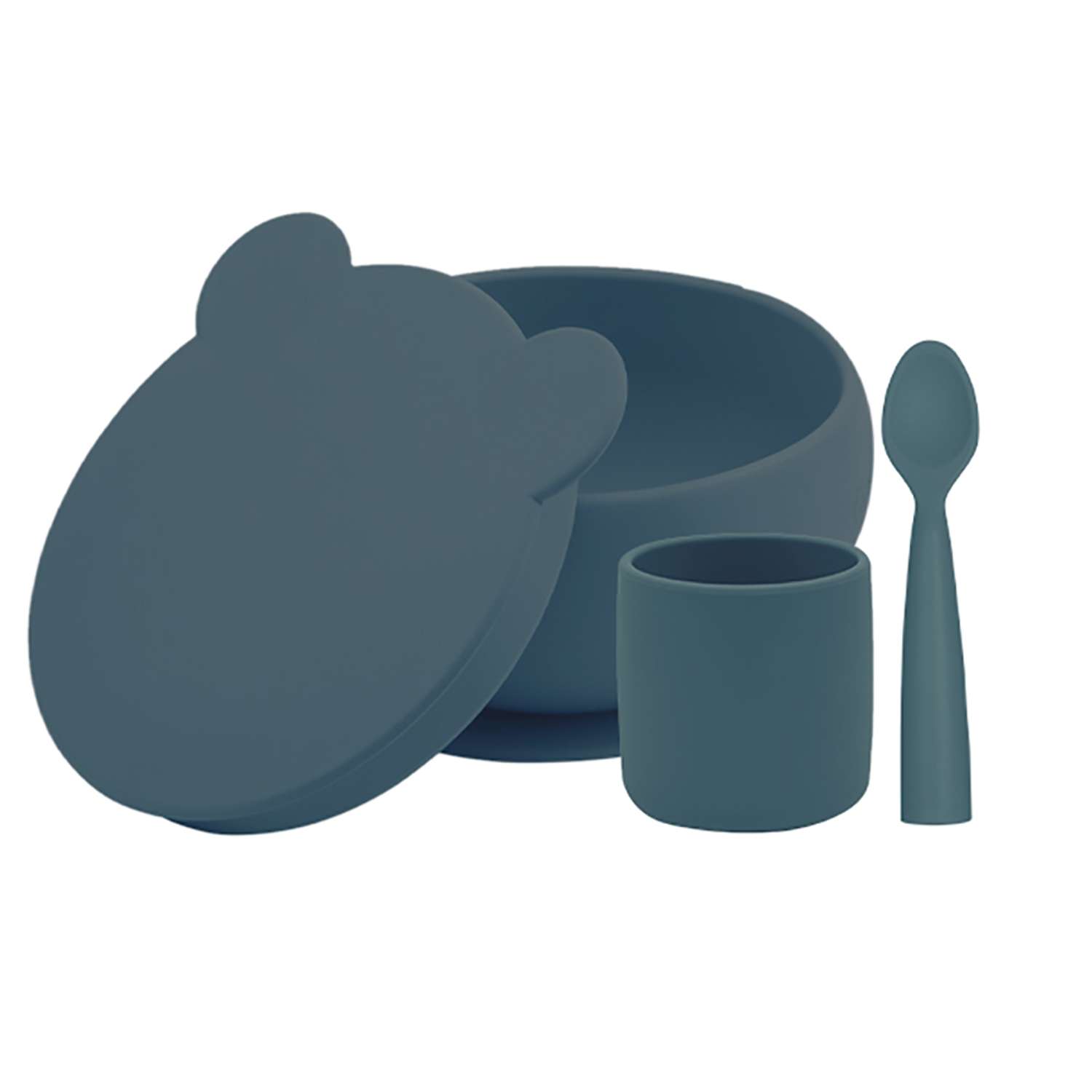 Набор детской посуды MinikOiOi силиконовый из миски стаканчика и ложки - фото 1