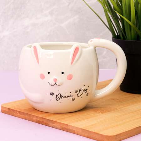 Кружка керамическая iLikeGift Rabbit dream big white