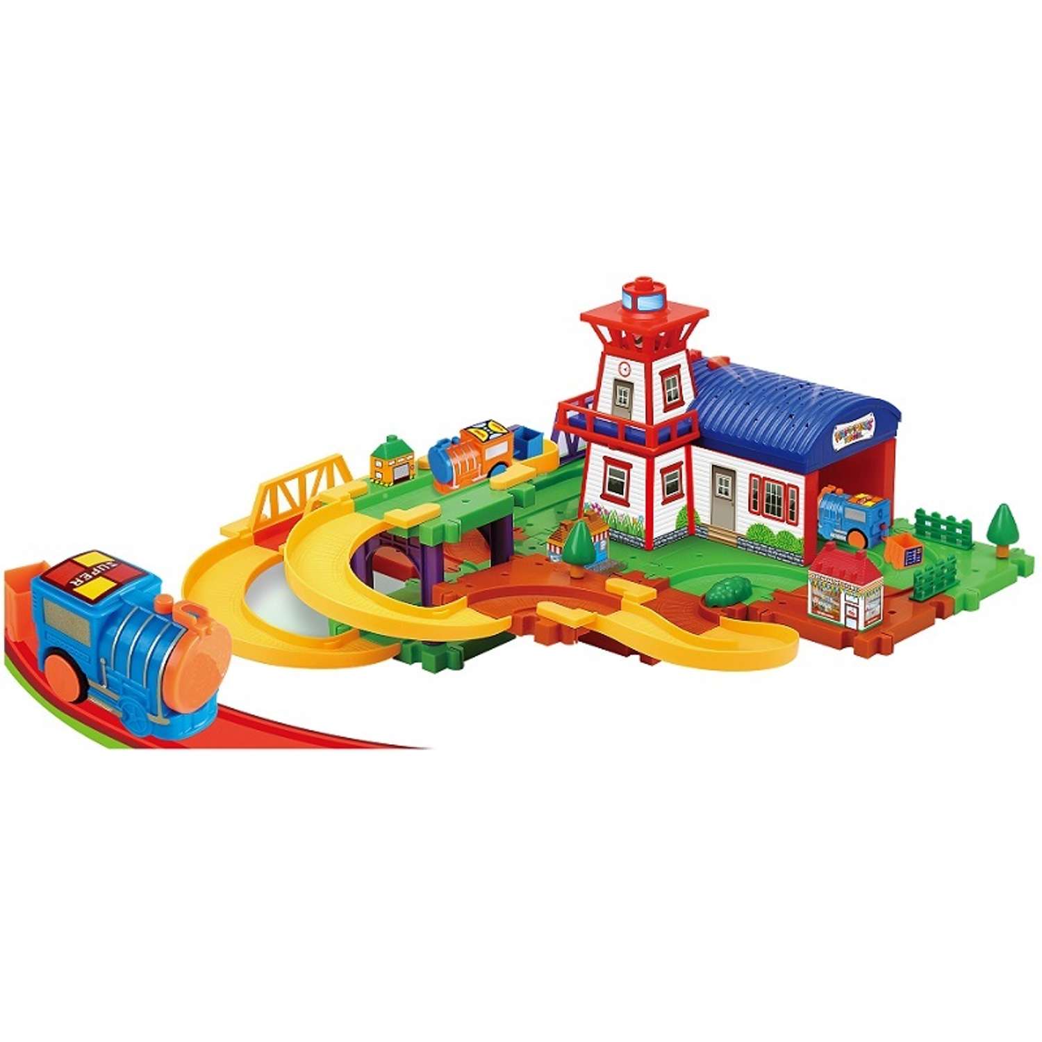 Железнодорожный набор Devik Toys поезд и вертолет в комплекте(свет-звук) 3110307 - фото 1