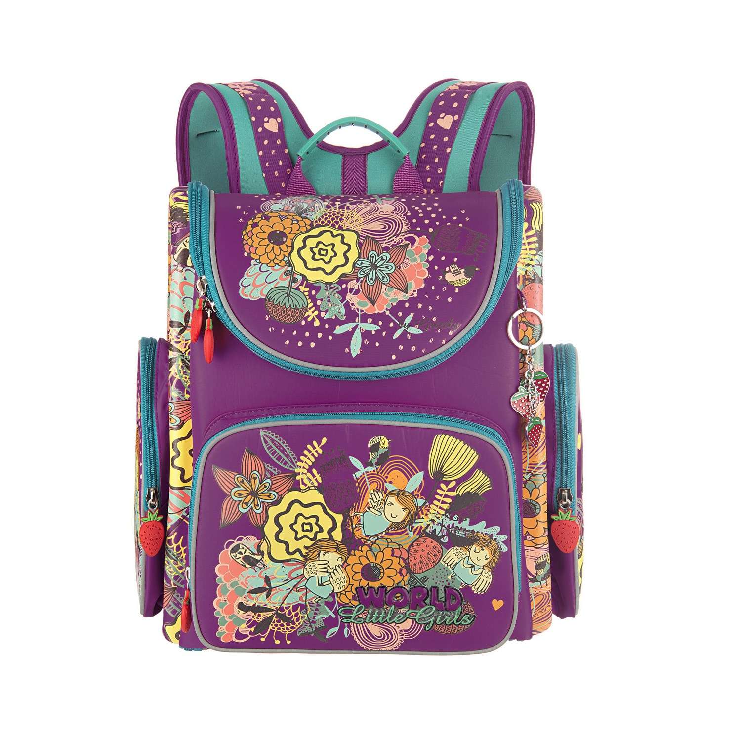 Рюкзак школьный Grizzly Цветочки Фиолетовый RAr-080-4/2 - фото 1