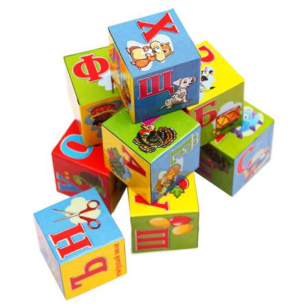 Кубики пластиковые Рыжий кот Азбука с картинками К09-8208