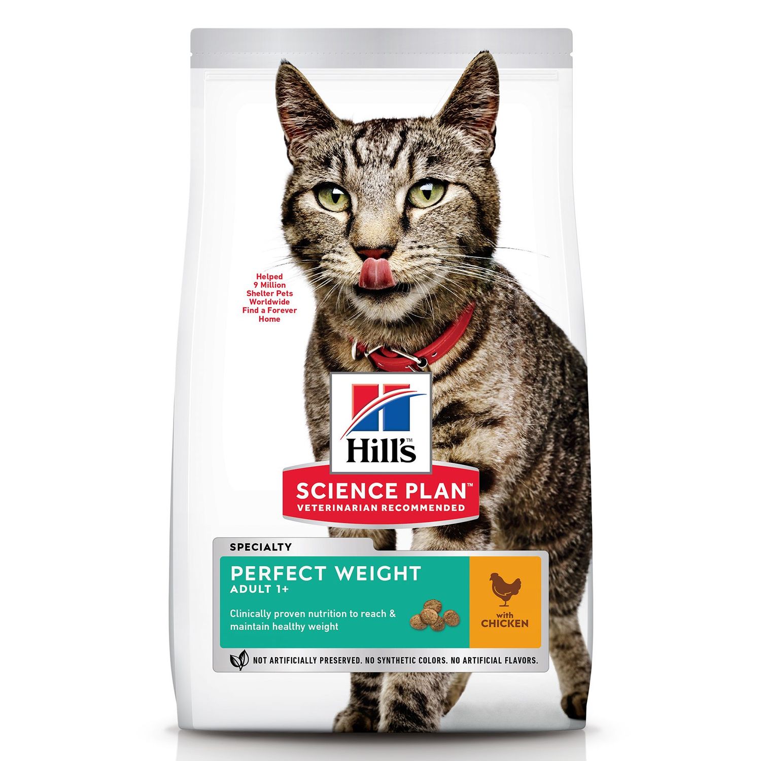 Корм сухой для кошек HILLS 1,5кг Science Plan Perfect Weight с курицей для склонных к набору веса - фото 1