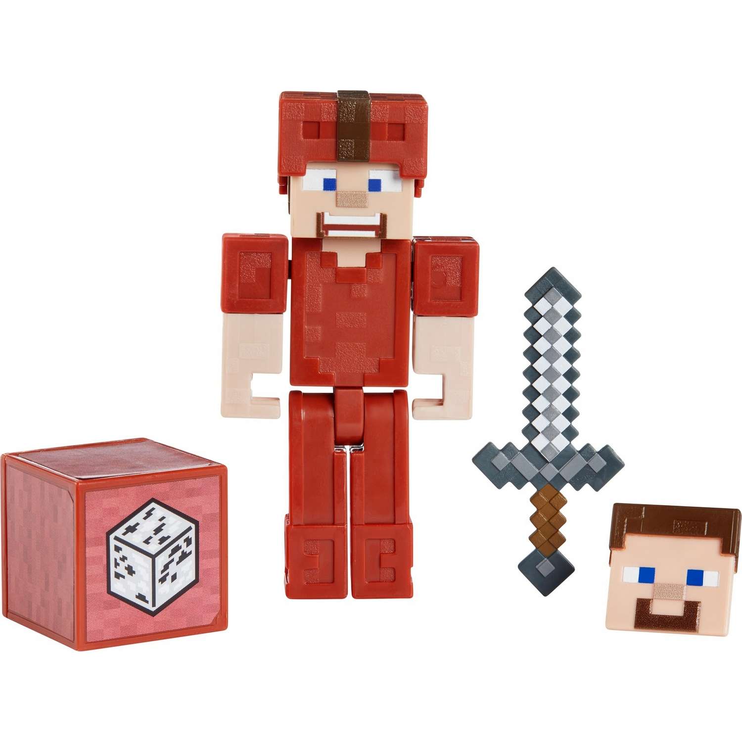 Фигурка Minecraft Стив в красной кожаной броне с аксессуарами GLC66 - фото 1